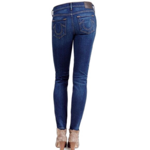 True Religion Casey Blue Medium Wash Lower Rise Skinny Jeans Size 31 - Picture 15 of 16